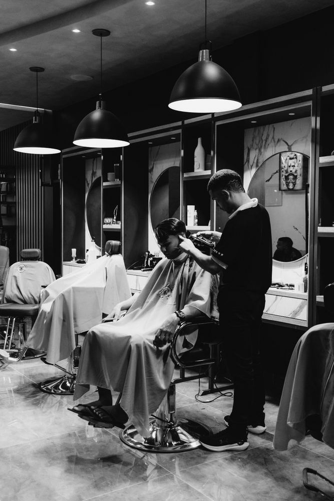 Barber at work in a modern salon
